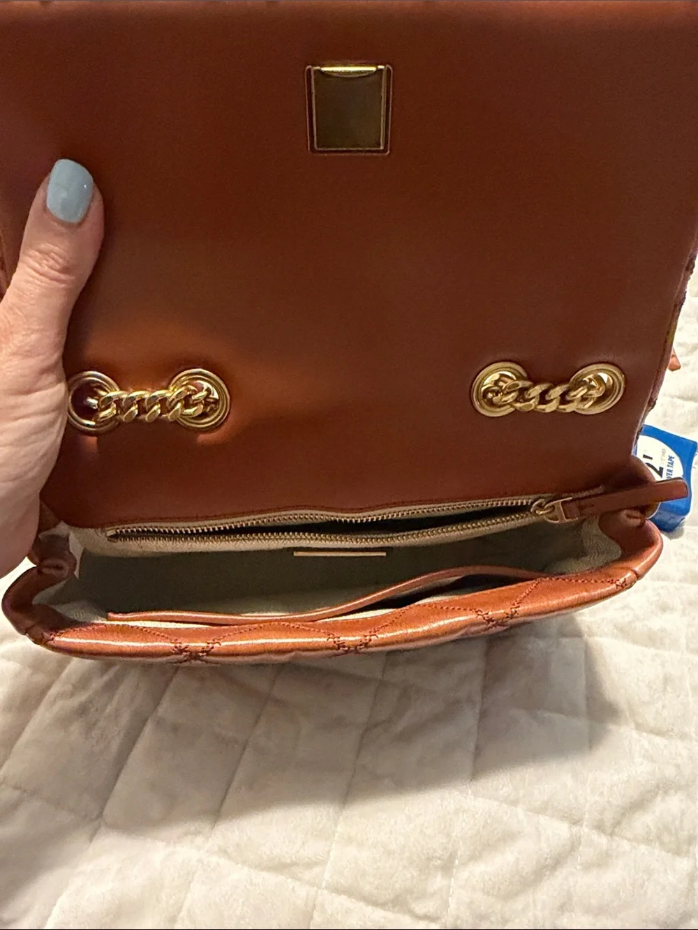 Tory Burch Quilted Leather Shoulder Bag in Cognac